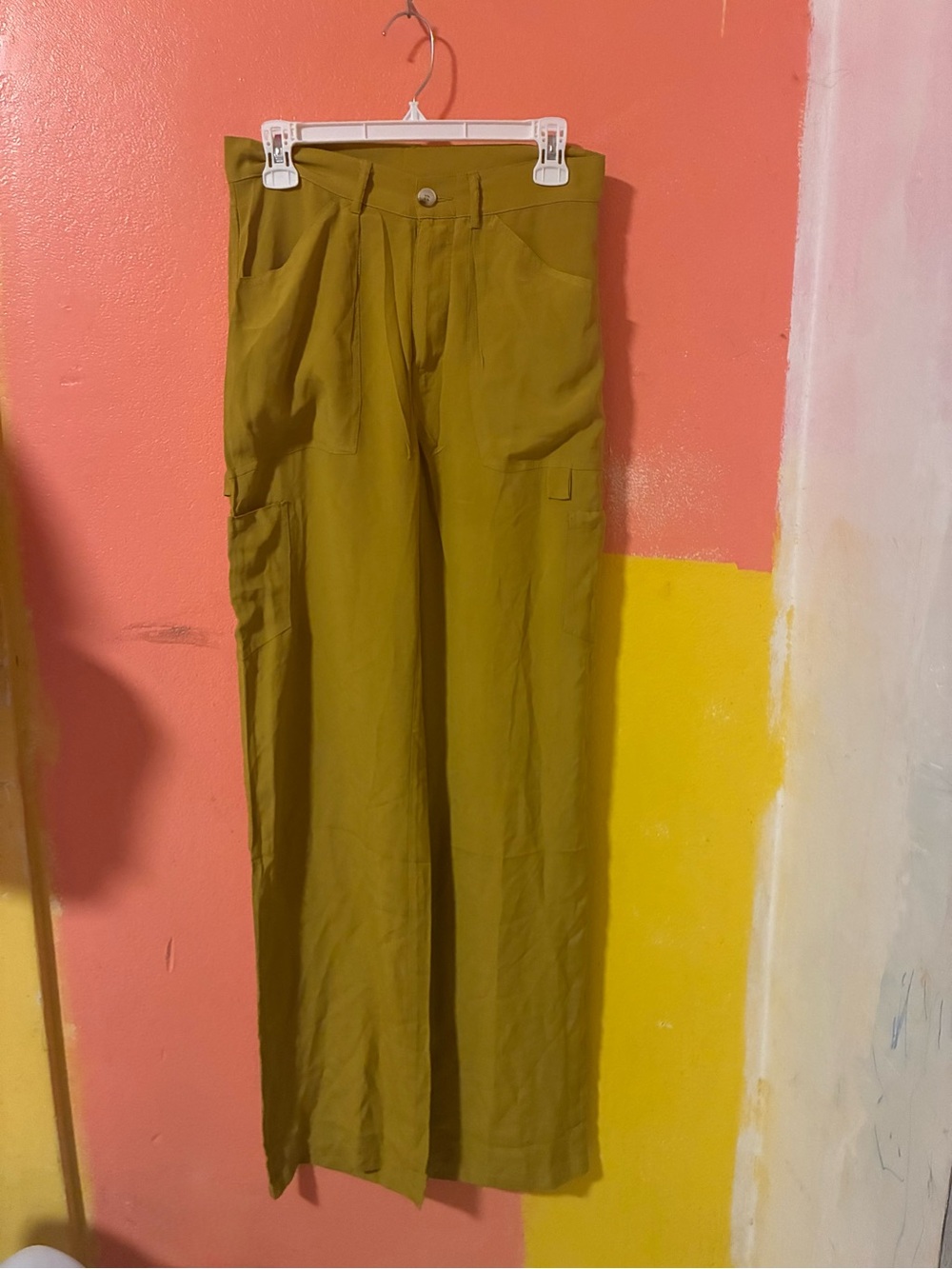 Olive Cargo Wide-Leg Pants